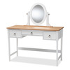Baxton Studio Sylvie and Traditional White 3-Drawer Wood Vanity Table with Mirror 154-9038
